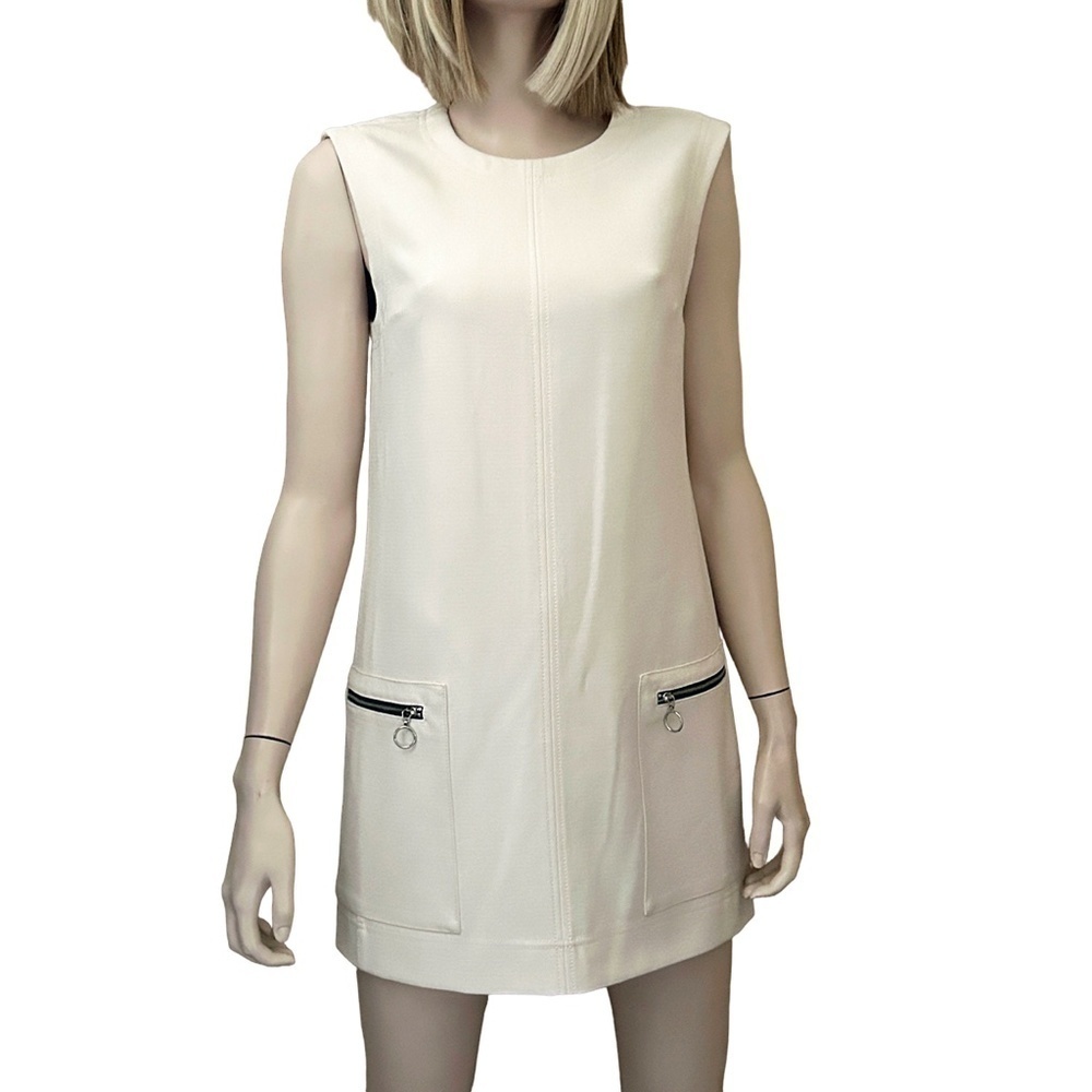 Rachel Roy Shift Dress with Seam Stitching Detail Large zippered pockets S-M